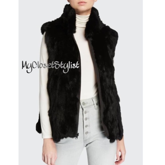 Neiman Marcus FUR Hooded Jacket Coat NEW! $885 Rabbit Vest Elie Tahari Hood xs - Picture 1 of 9